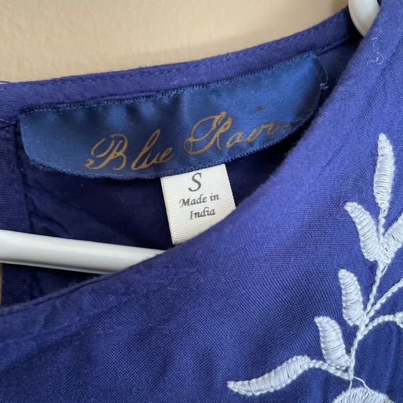 Blue Rain Boutique Brand Royal Blue and white floral embroidered dress. Size S - Picture 4 of 10